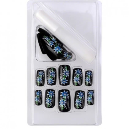 Airbrush Tips MyNails Black With Blue Flowers 20buc Thumb 1