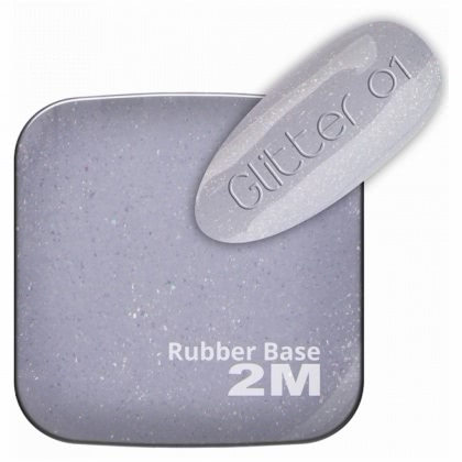 Oja Semipermanenta 2M Mini Me Rubber Base Glitter Nr. 01